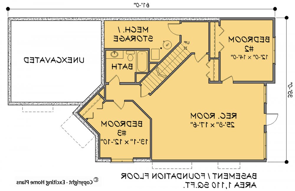 House Plan E1191-10 Lower Floor Plan REVERSE