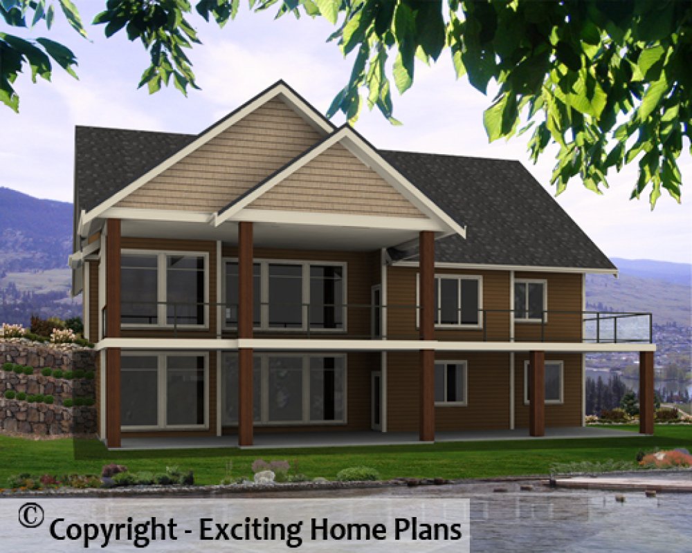 House Plan E1588-10 REAR 3D View