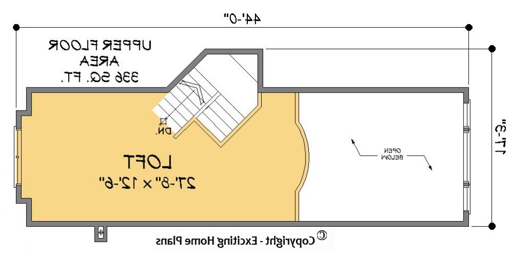 House Plan E1225-10 Upper Floor Plan REVERSE