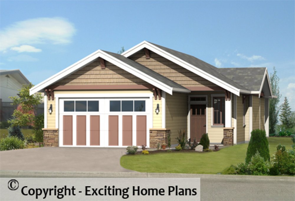 House Plan E1480-10 Front 3D View
