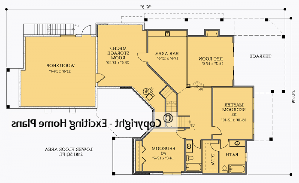 House Plan E1020-10 Lower Floor Plan REVERSE