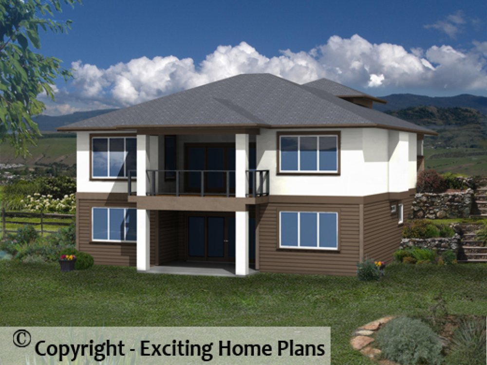 House Plan E1200-10 Rear 3D View