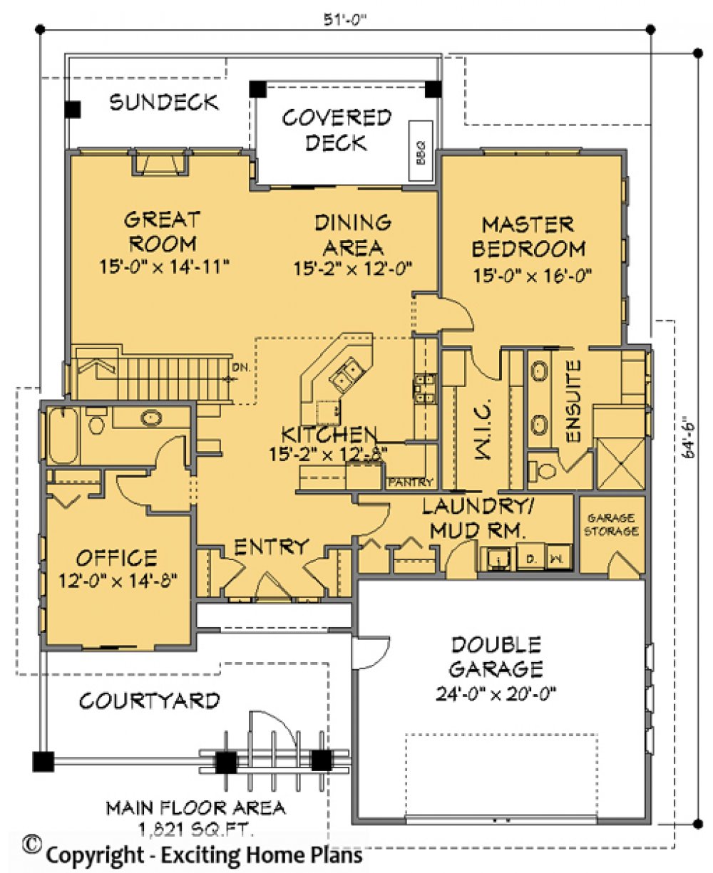 House Plan E1173-10  Main Floor Plan