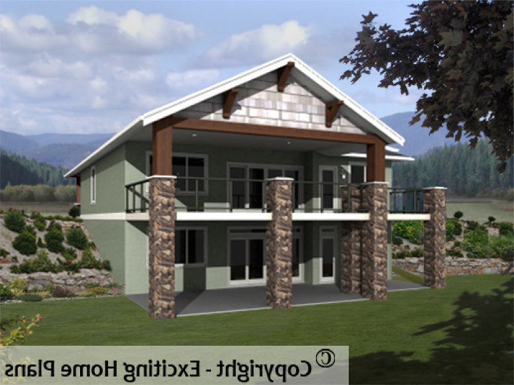House Plan E1006-10 Rear 3D View REVERSE