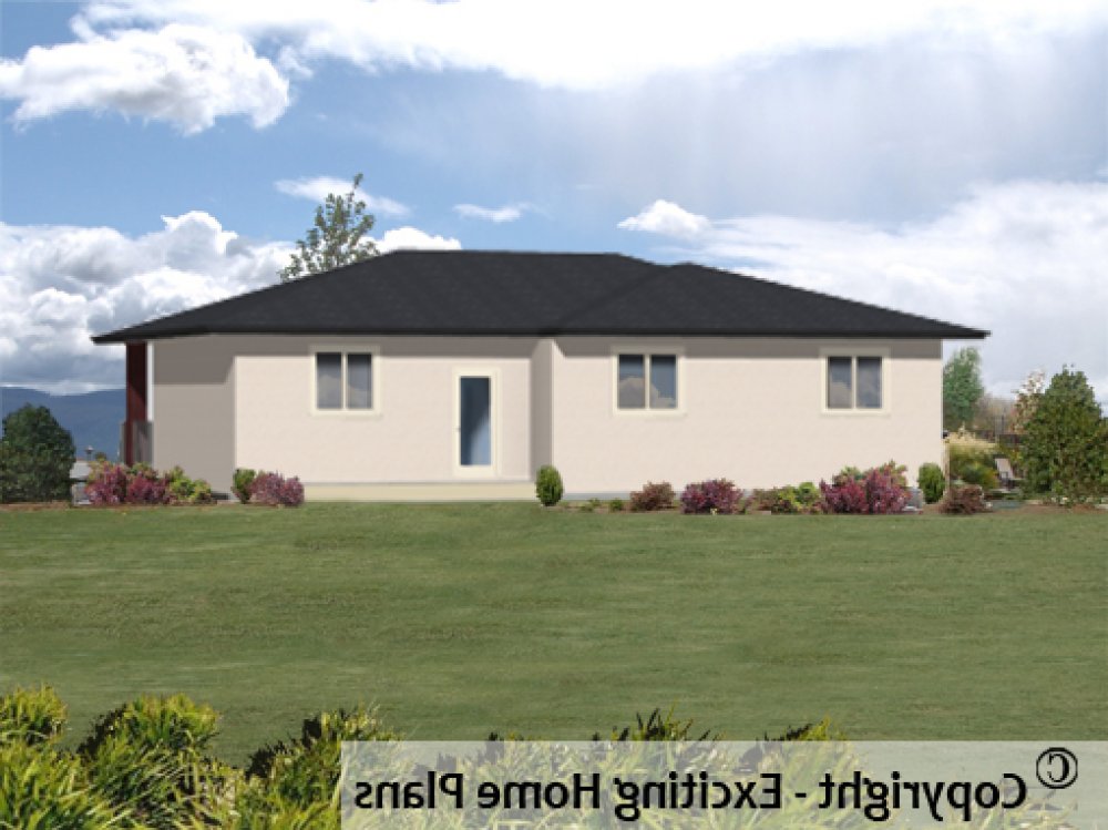 House Plan E1727-10 Rear 3D View REVERSE