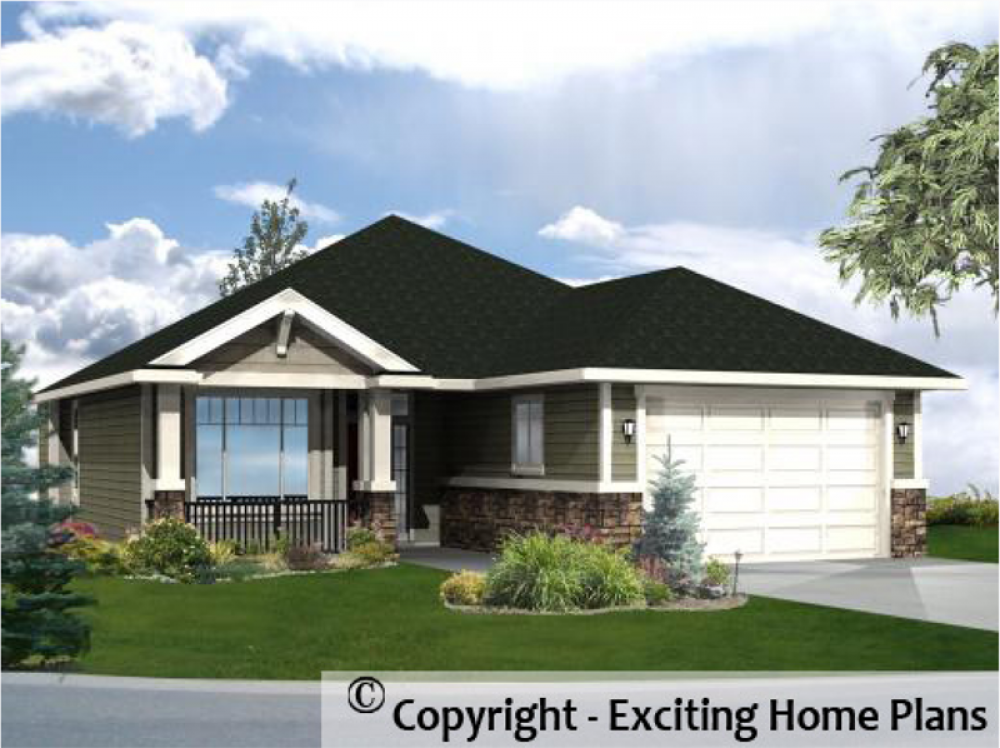 House Plan E1050-10 Exterior 3D View