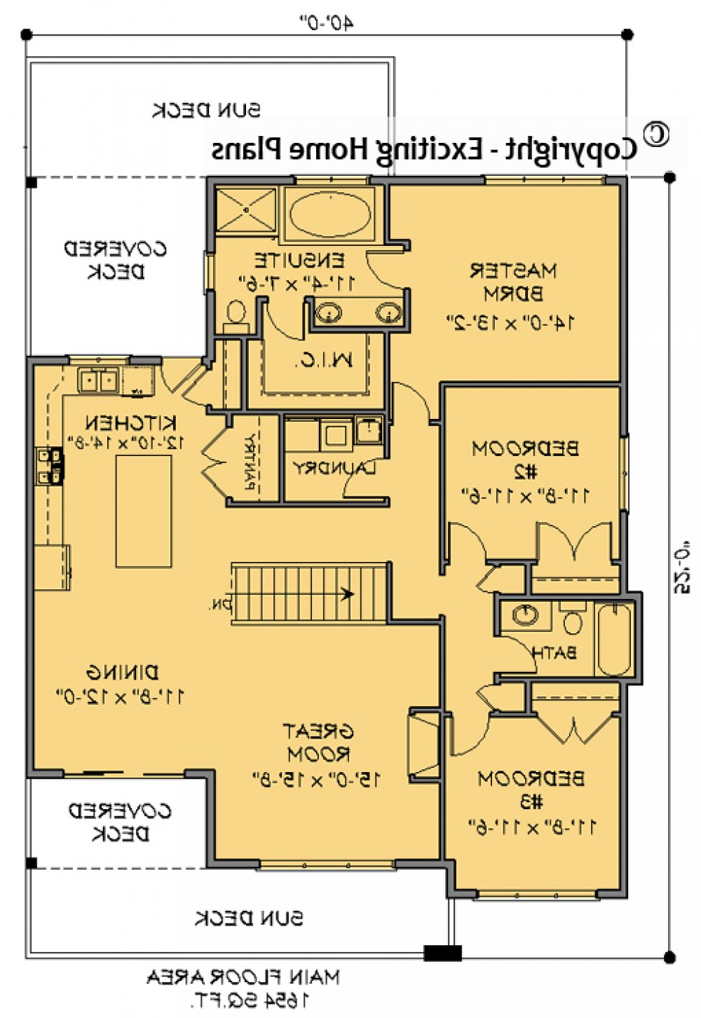 House Plan E1739-10  Main Floor Plan REVERSE