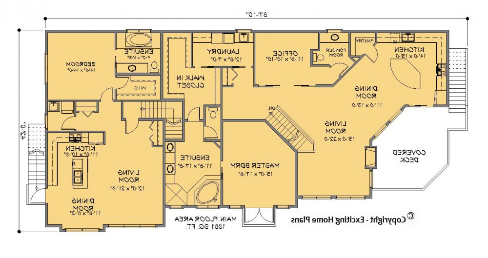 House Plan E1243-10 Main Floor Plan REVERSE