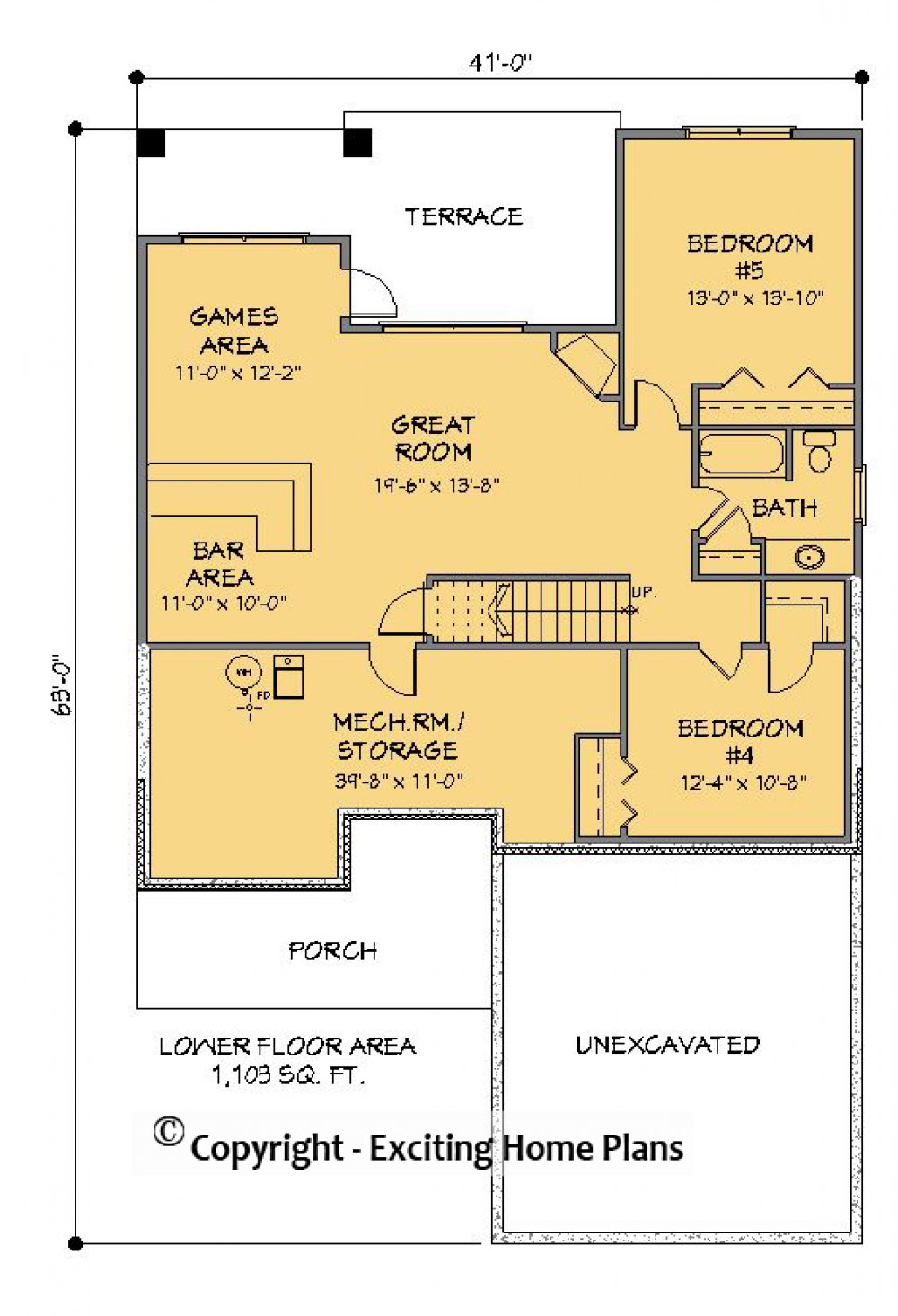 House Plan E1584-10 Lower Floor Plan