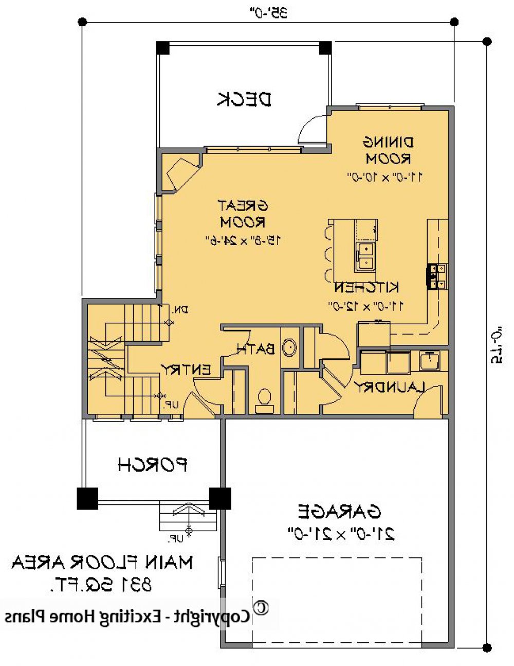 House Plan E1495-10 Main Floor Plan REVERSE