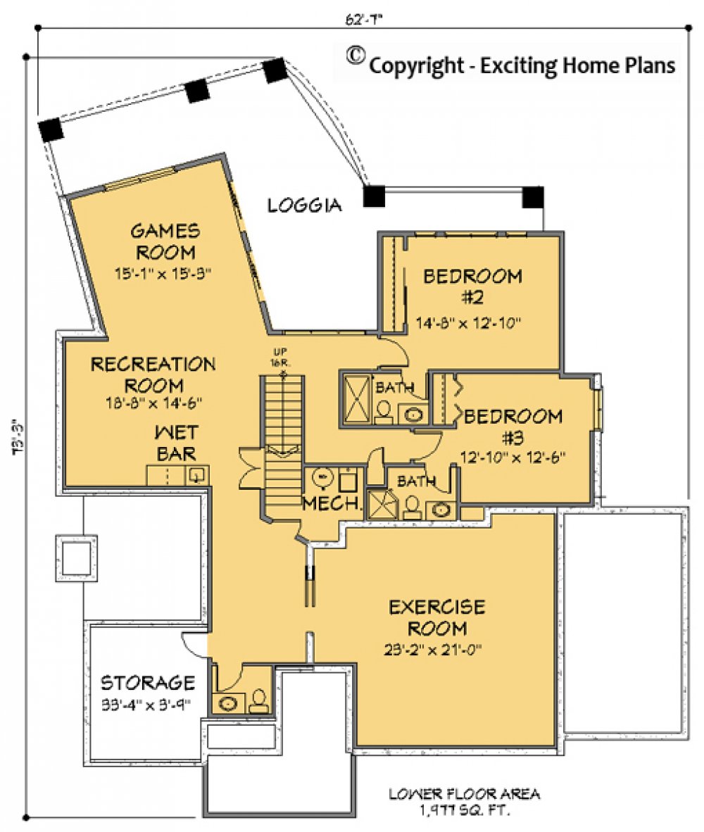 House Plan E1124-10  Lower Floor Plan