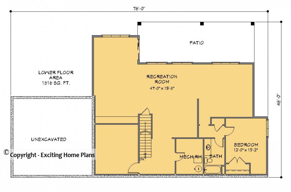 House Plan E1468-10 Lower Floor Plan