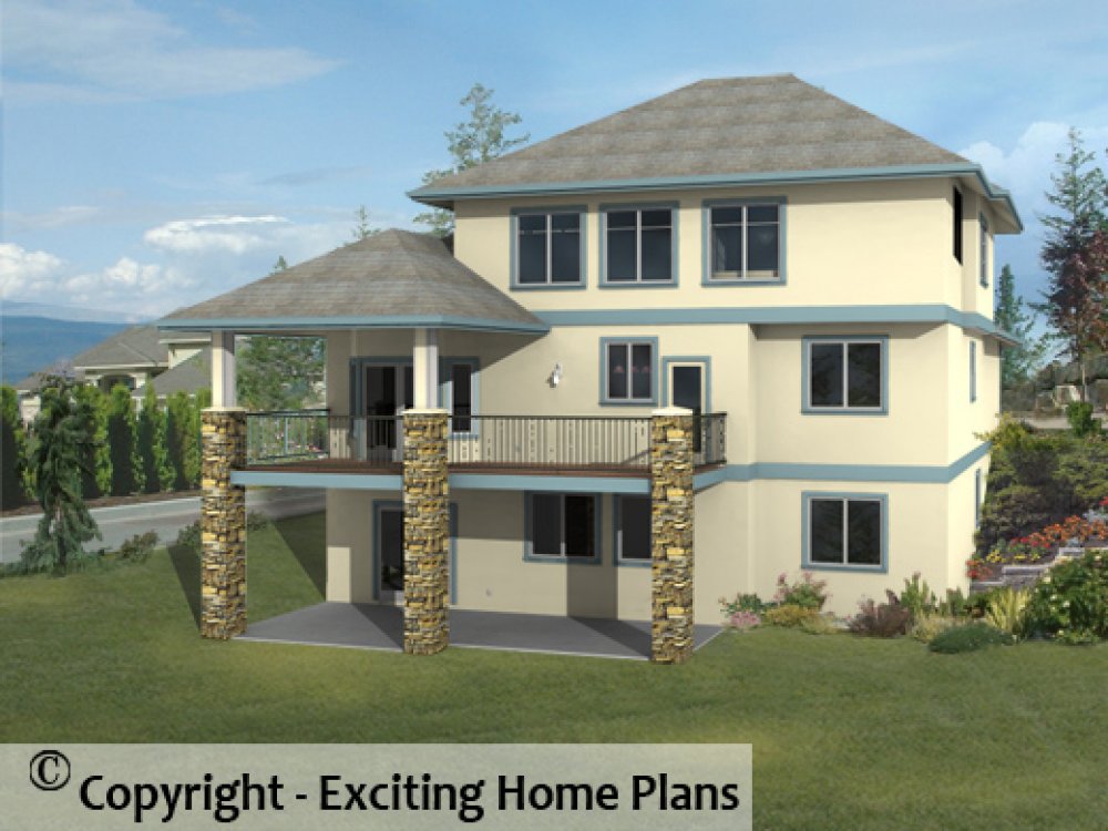 House Plan E1147-10 Rear 3D View