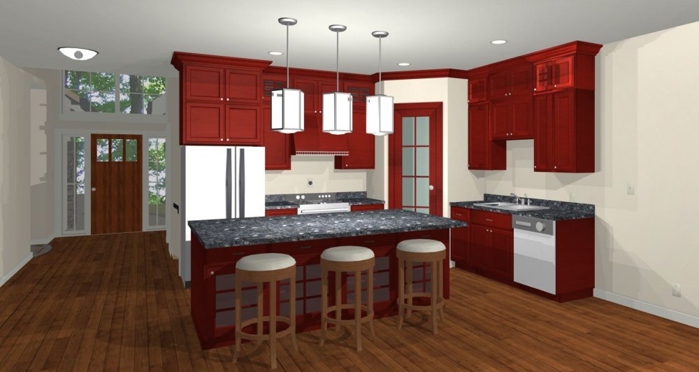 House Plan E1600-10 Interior Kitchen 3D Area