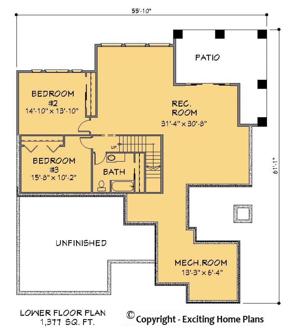 House Plan E1420-10 Lower Floor Plan