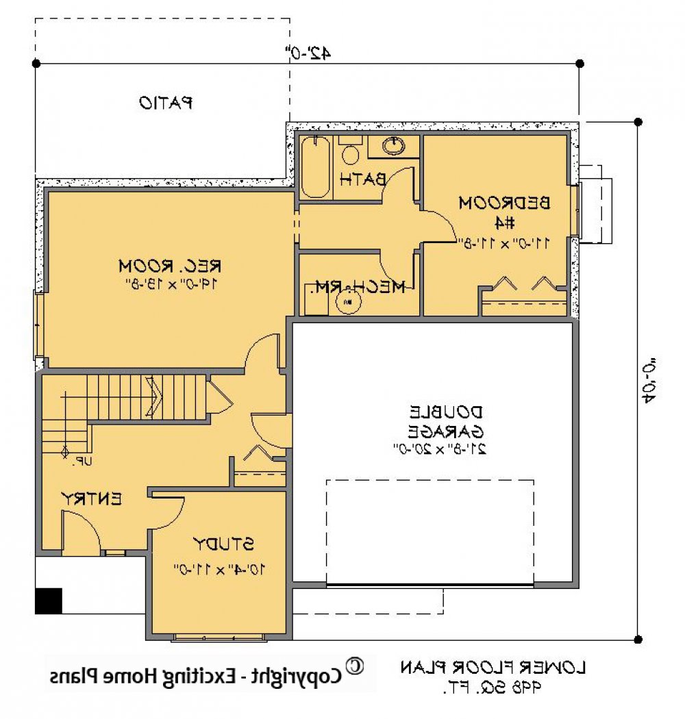 House Plan E1206-10 Lower Floor Plan REVERSE