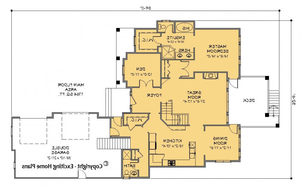 House Plan E1237-10  Main Floor Plan REVERSE