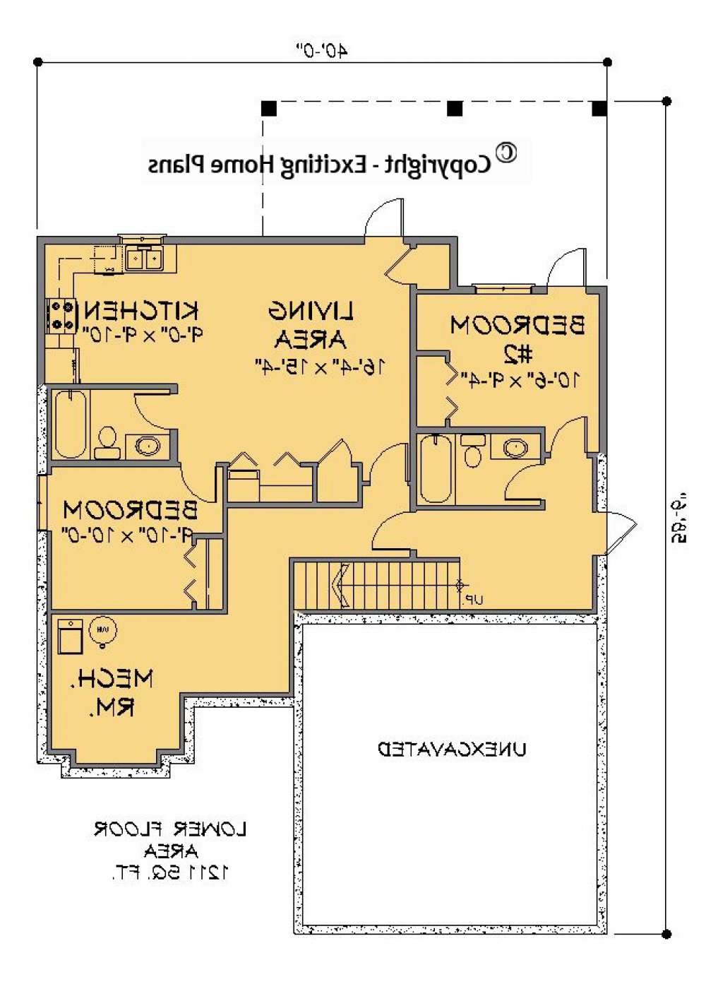 House Plan E1682-10  Lower Floor Plan REVERSE