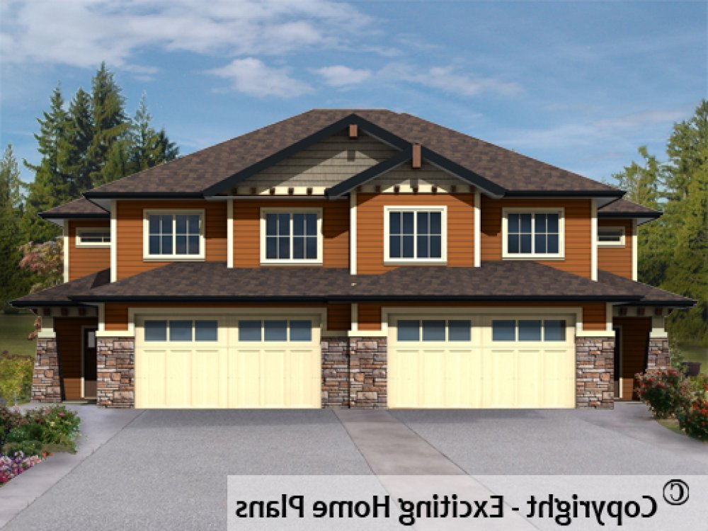 House Plan E1370-10 Exterior 3D View REVERSE