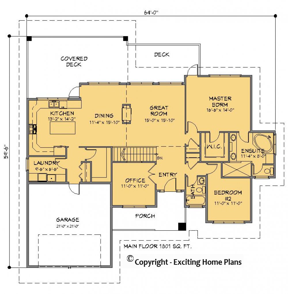 House Plan E1325-10  Main Floor Plan