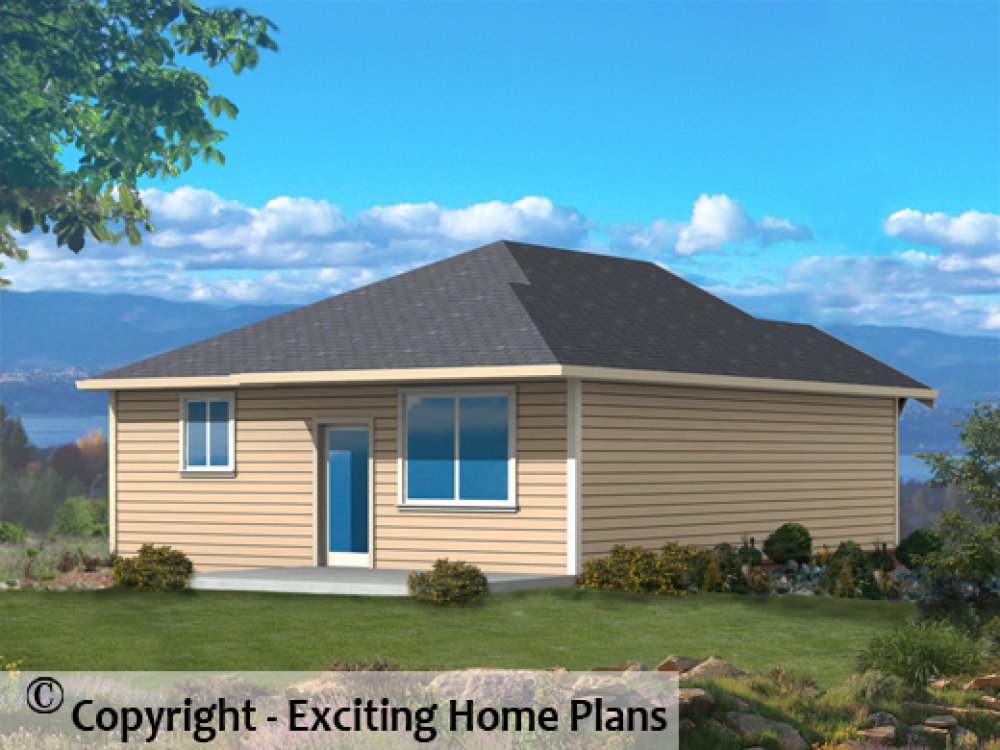 House Plan E1157-10 Rear 3D View