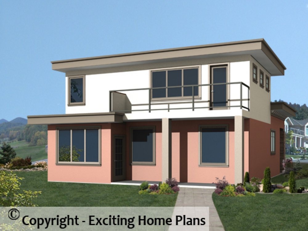 House Plan E1585-10 Rear 3D View