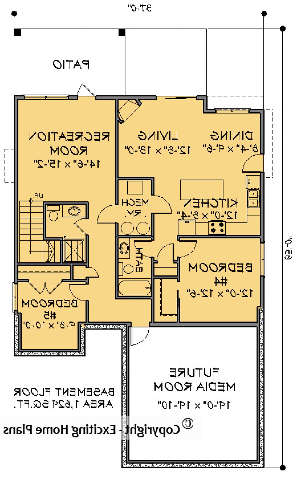 House Plan E1596-10 Lower Floor Plan REVERSE