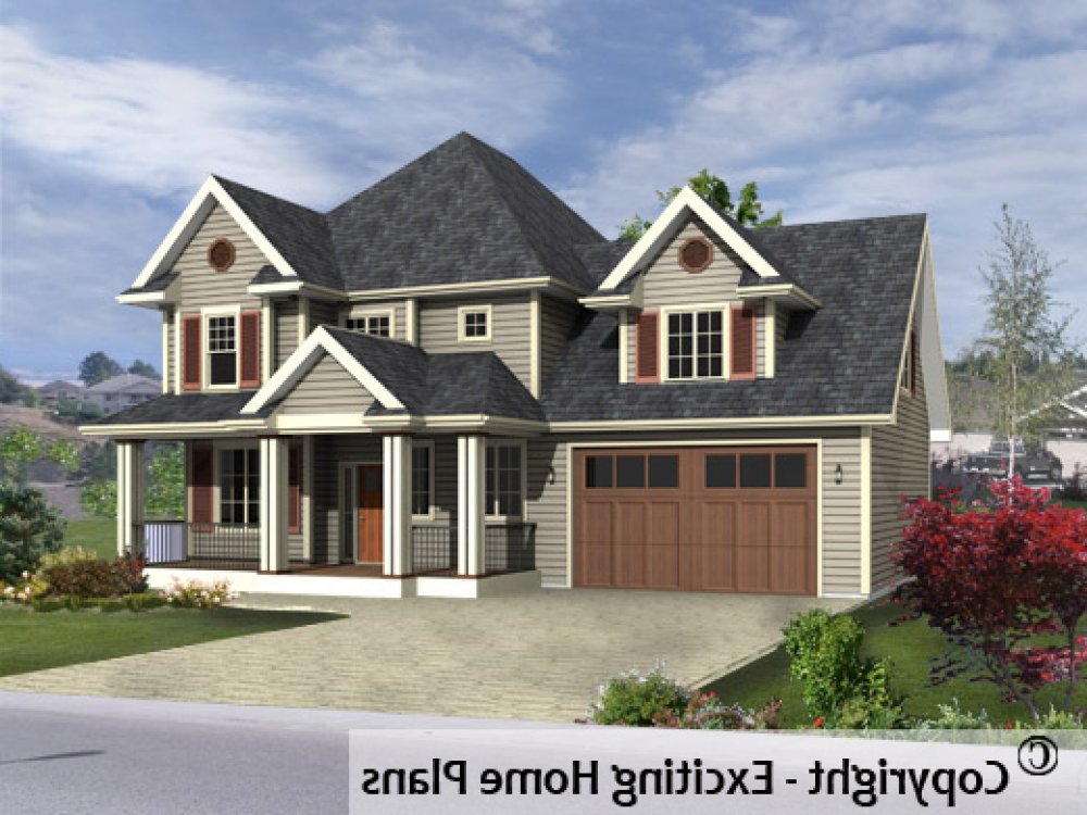 House Plan E1281-10 Exterior 3D View REVERSE