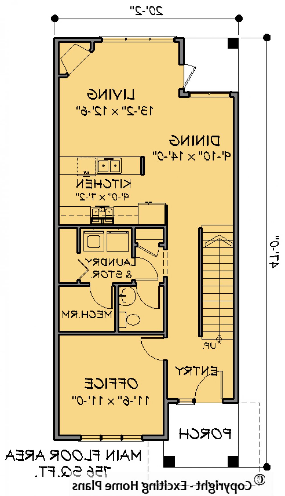 House Plan E1563-10 Main Floor Plan REVERSE