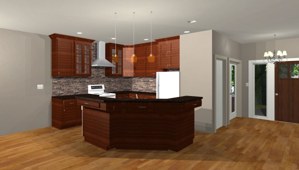 House Plan E1619-10 Interior Kitchen 3D Area