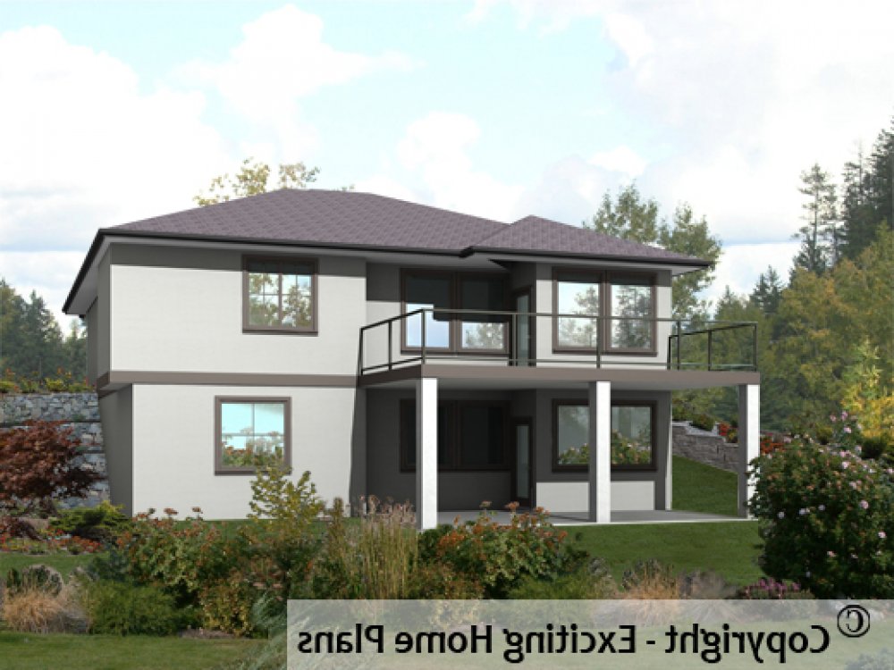 House Plan E1316-10 Rear 3D View REVERSE