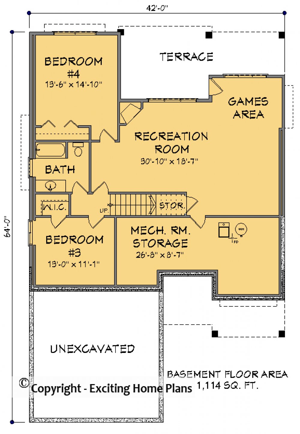 House Plan E1595 -10  Lower Floor Plan