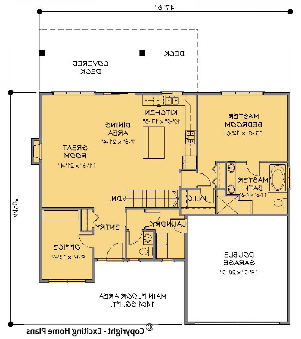 House Plan E1197-10 Main Floor Plan REVERSE