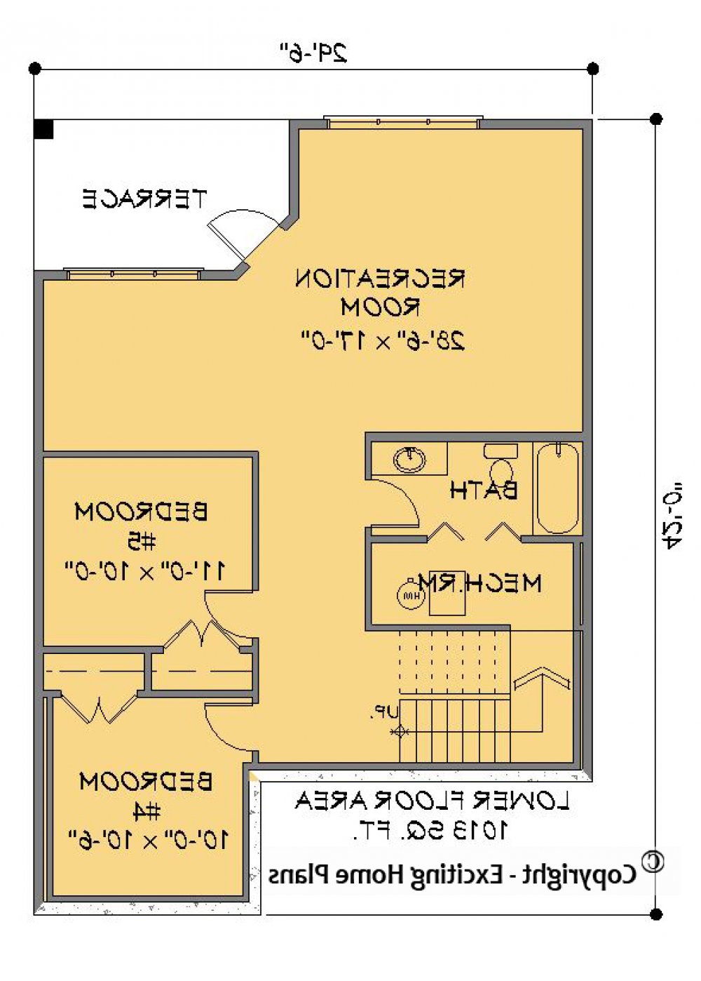 House Plan E1272-10 Lower Floor Plan REVERSE