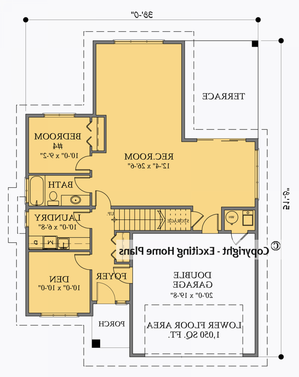 House Plan E1035-10 Lower Floor Plan REVERSE