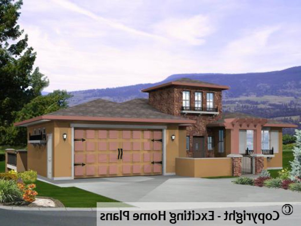 House Plan E1093-10 Exterior 3D View REVERSE