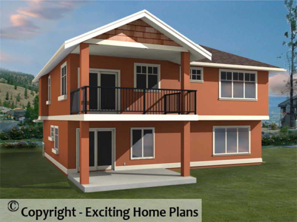 House Plan E1039-10 Rear 3D View