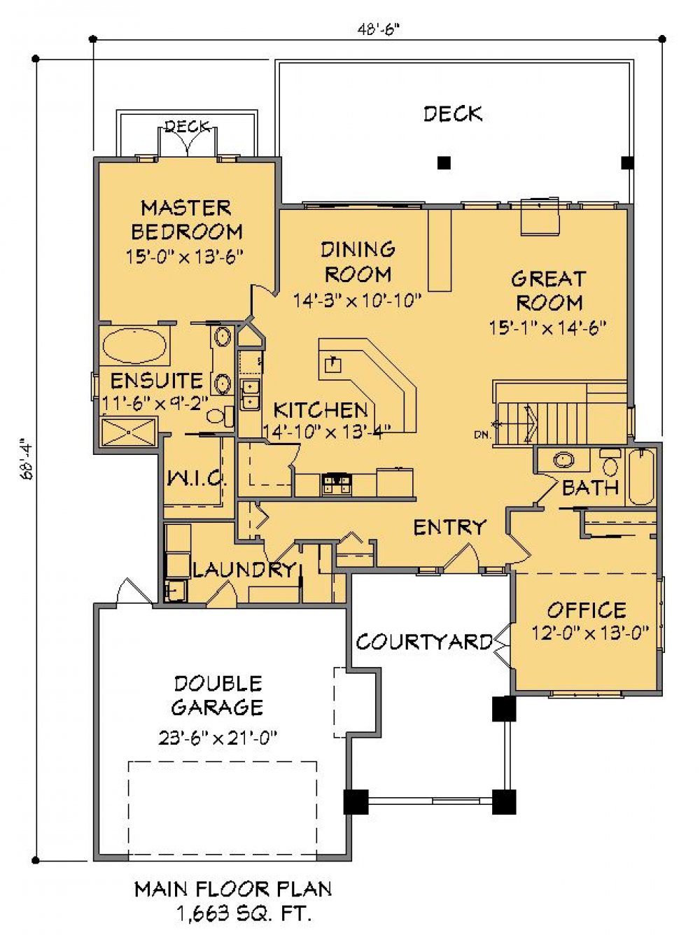House Plan E1409-10 Main Floor Plan