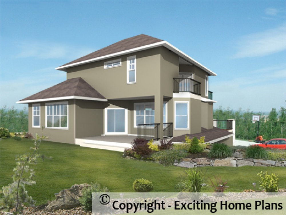 House Plan E1094-10 Rear 3D View