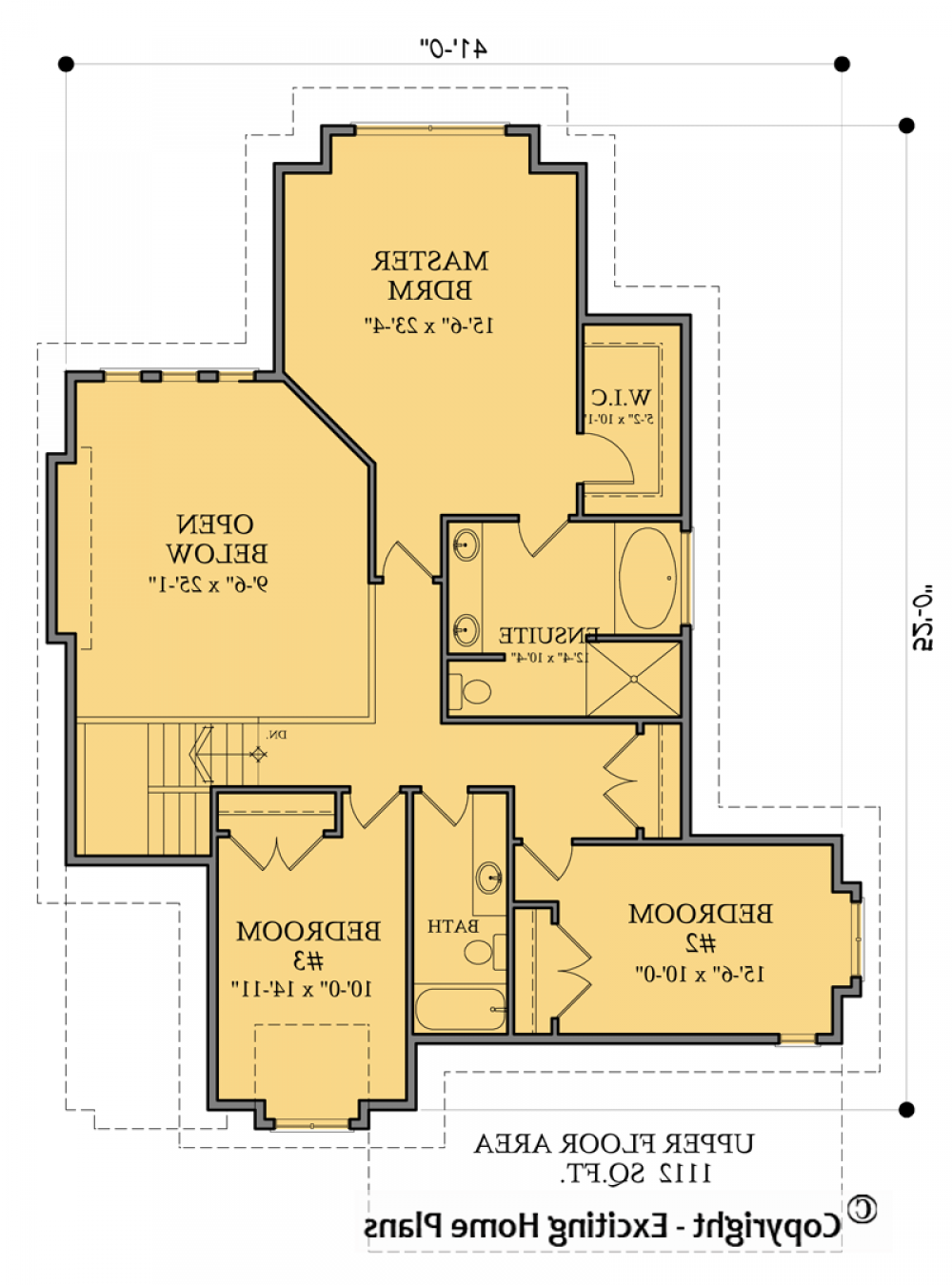 House Plan E1753-10 Upper Floor Plan REVERSE