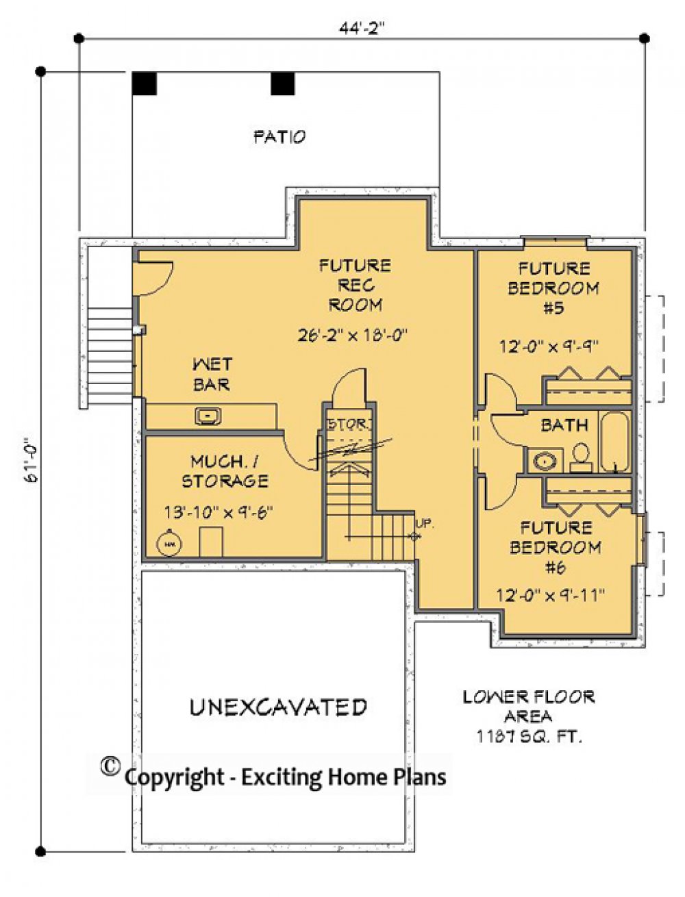 House Plan E1178-10 Lower Floor Plan