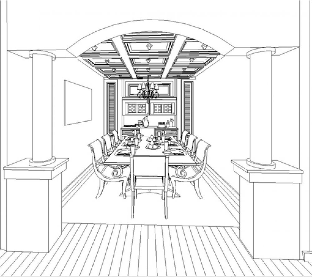 House Plan E1177-10 Interior Dining Room Area