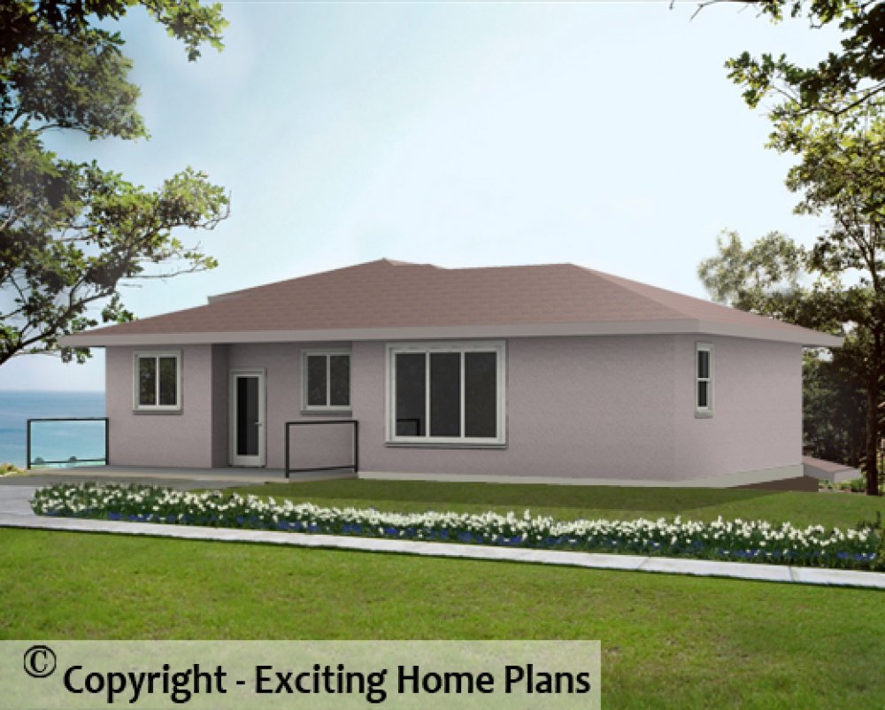 House Plan E1562-10 Rear 3D View