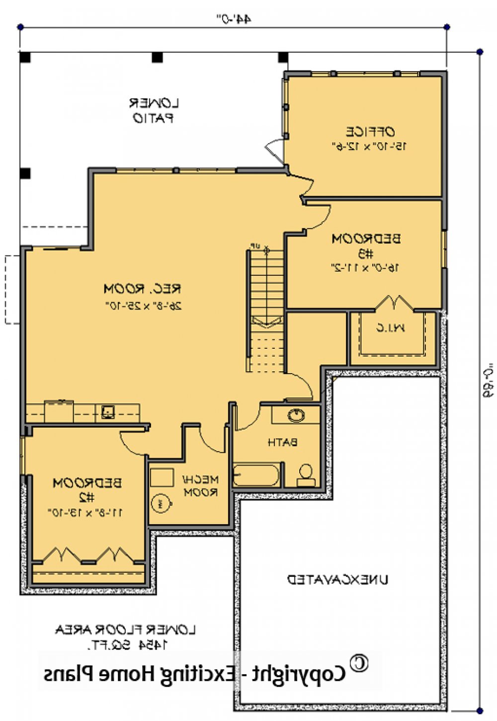 House Plan E1699-10  Lower Floor Plan REVERSE