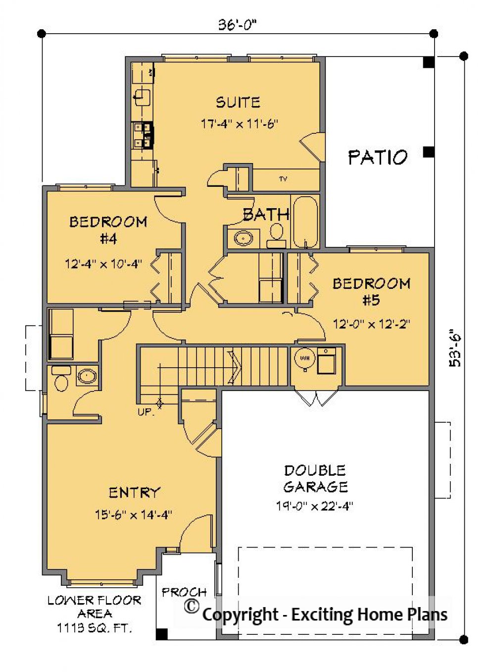 House Plan E128-10  Lower Floor Plan