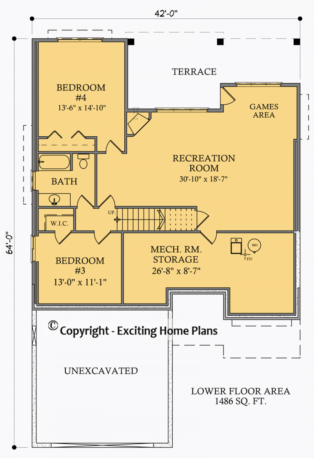 House Plan E1004-10M  Lower Floor Plan