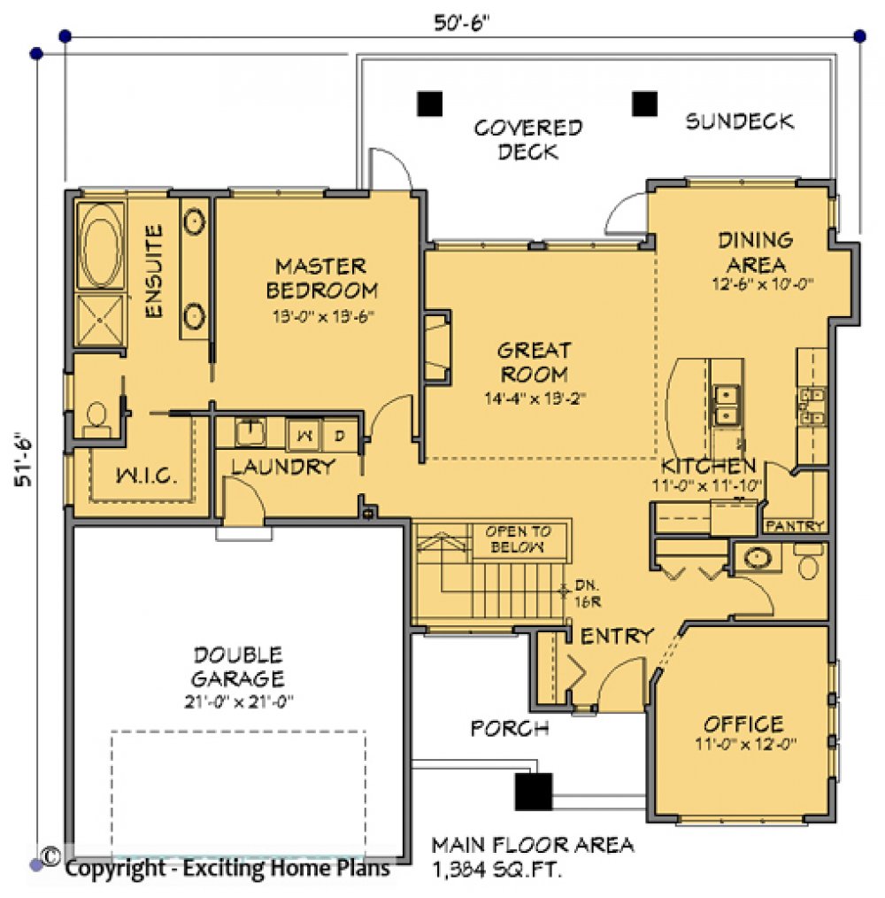House Plan E1100-10 Main Floor Plan