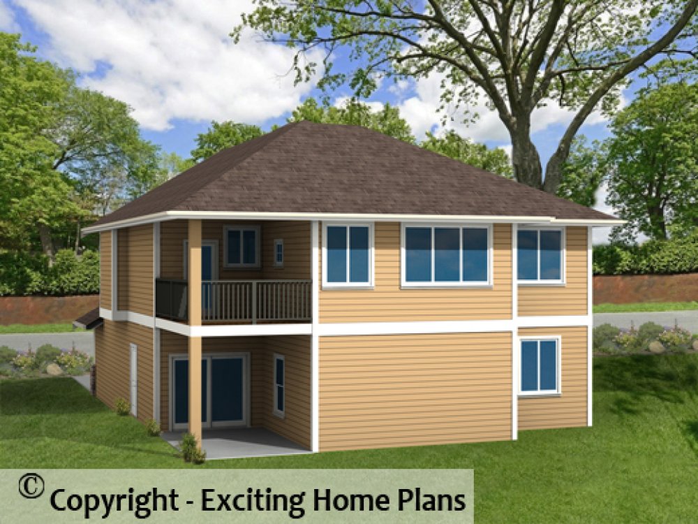 House Plan E1267-10 Rear 3D View