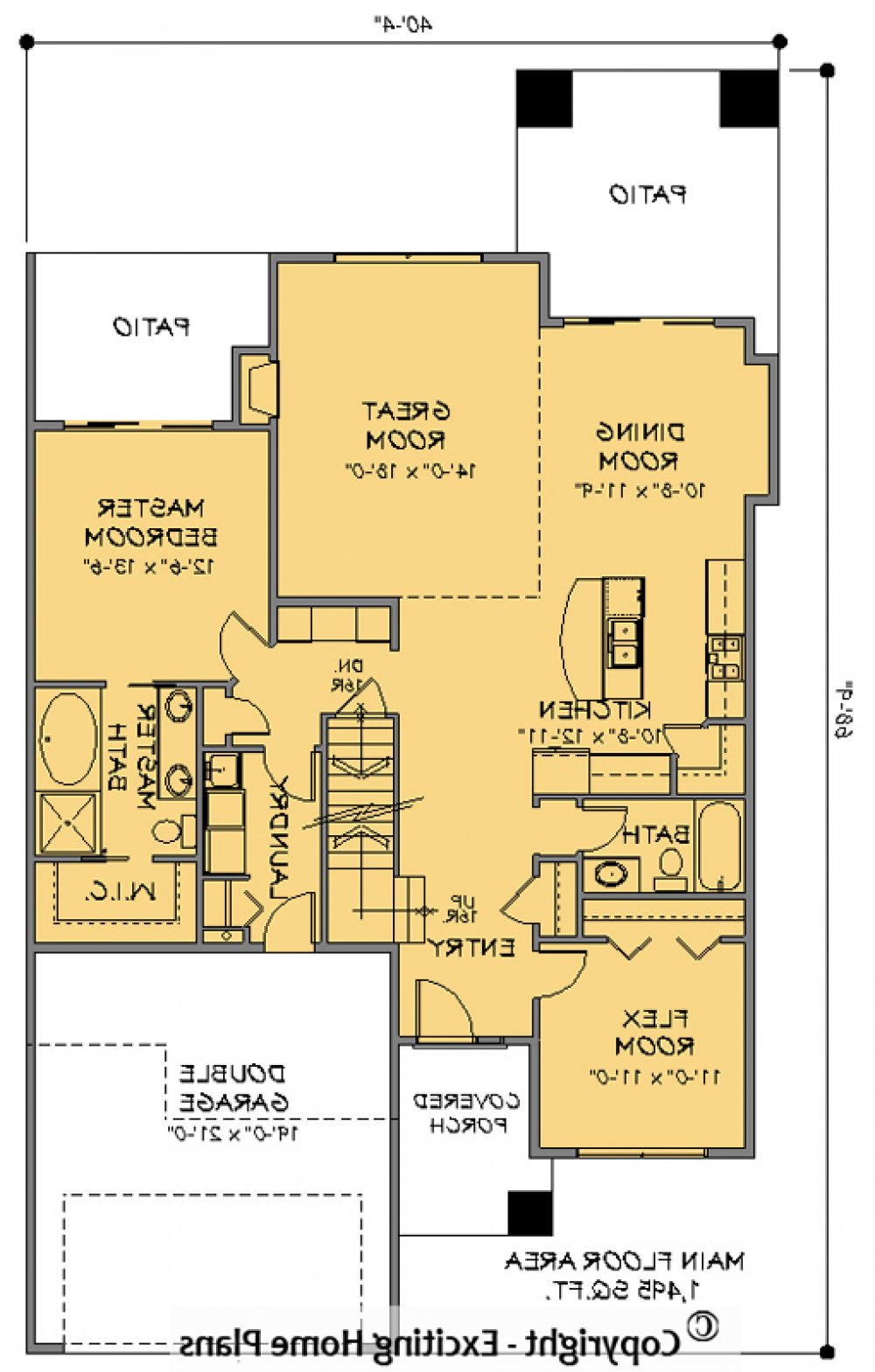 House Plan E1069-10 Main Floor Plan REVERSE