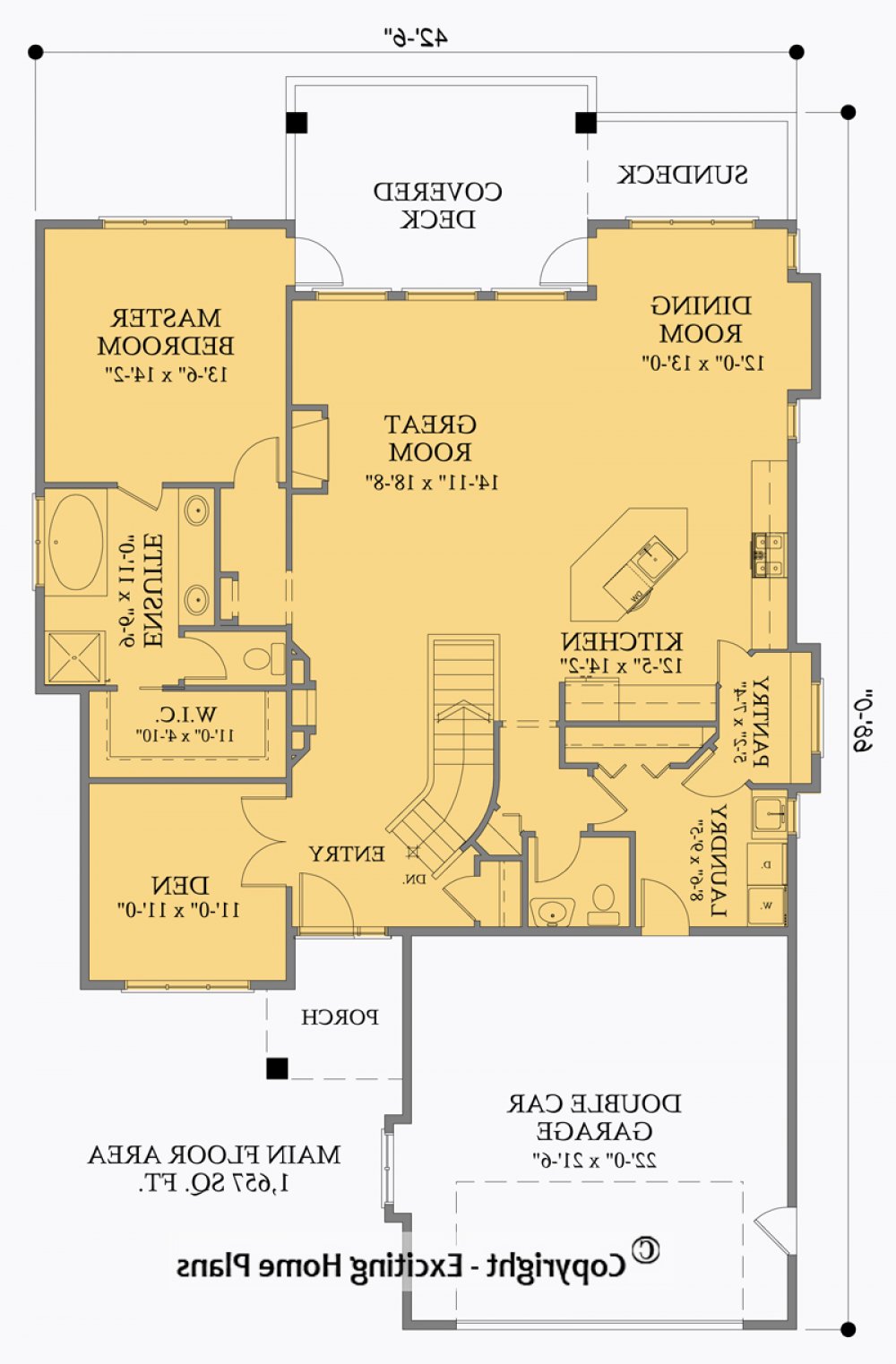 House Plan E1059-10 Main Floor Plan REVERSE